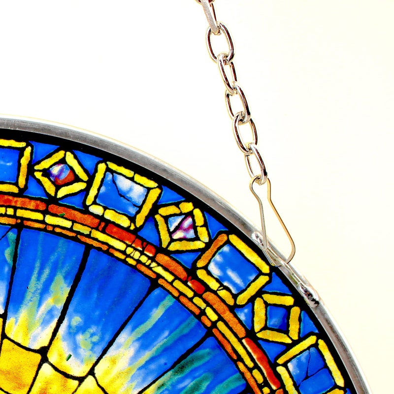 Design Toscano GM1018 Tiffany's Holy Dove of Peace Art Glass Square Suncatcher Window Panel, 10 inches wide, 10 inches tall, Stained Glass, Blue Enamel - Image 4